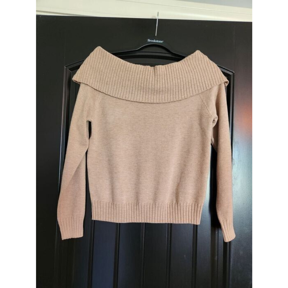 HEIRLOOM Women's Knit Cowl Neck Long Sleeve Beige Khaki Sweater Size XS